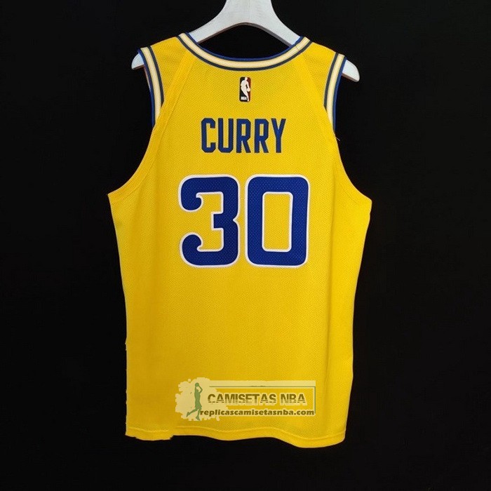 Camiseta Golden State Warriors Stephen Curry NO 30 Hardwood Classic Autentico Amarillo